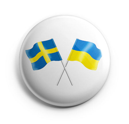 Badge - Pins- Knapp Svenska & Ukrainska flaggorna • Nu i 2 storlekar!
