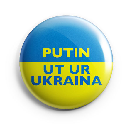 Badge - Pins- Knapp Putin ut ur Ukraina • Nu i 2 storlekar!